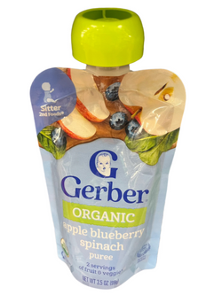 Gerber Organic Apple Blueberry Spinach Puree