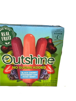 Outshine No Sugar Added Black Cherry, Strawberry Kiwi, Mixed Berry 12 count