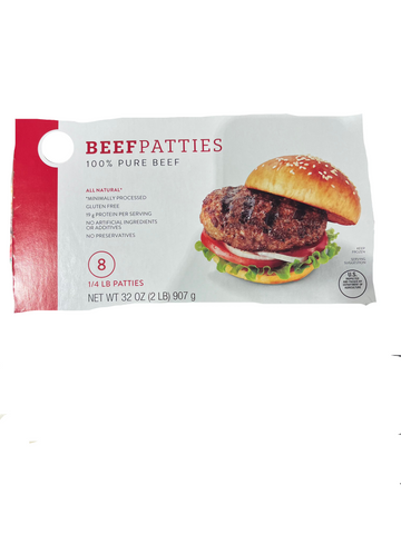 Frozen Store Brand 100% Pure Beef Patties 8ct