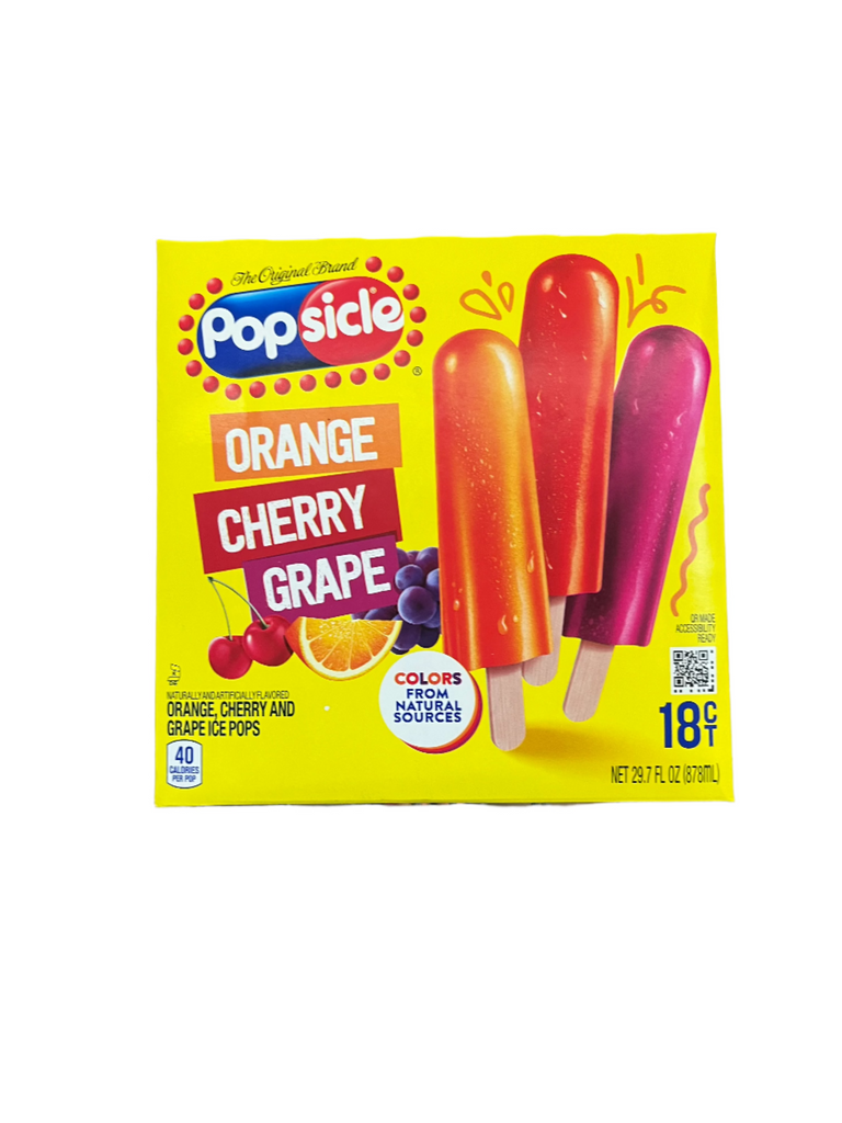 Popsicle Ice Pops Orange, Cherry, & Grape 18ct – Orlando Grocery Express