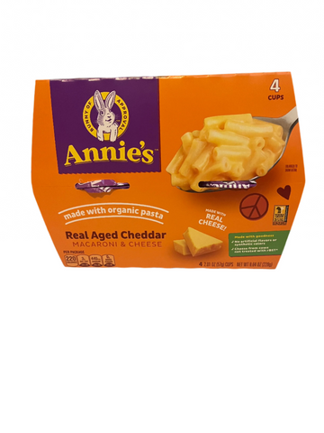 Annies Organie Real Aged Cheddar Macaroni & Cheese 4/2oz cups