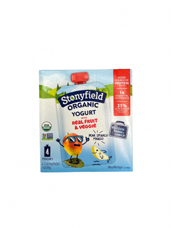 Stonyfield Organic Kids Whole Milk Yogurt Pouches Pear Spinach Mango 4 count