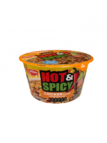 Nissin Hot & Spicy Chicken Ramen Noodle 3oz bowl