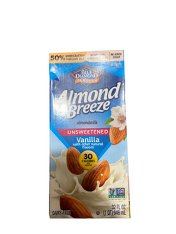 Blue Diamond Almond Breeze Almond Milk Vanilla Unsweetened 32oz
