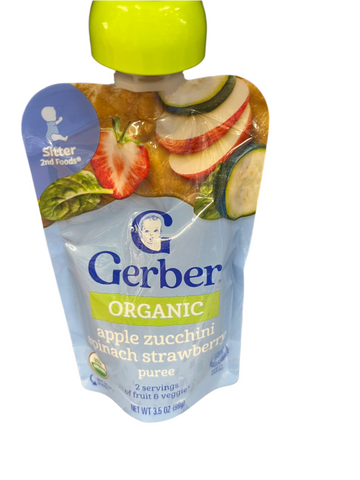 Gerber Organic Apple Zucchini Spinach Strawberry Puree